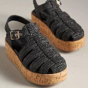 Anthropologie Silent D Fisherman Cork-Bottom Platform Flats – Size 8/8.5 | 39